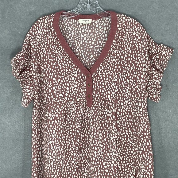 Umgee Dress Women Sz Small Polka Dot Linen Fringe Hem V-Neck Boho Flowy Boho - Picture 4 of 14